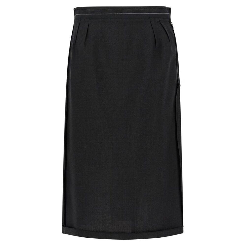 Maison Margiela Black Virgin Wool Midi Women's Skirt